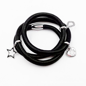 Fashion Wrapped Genuine Leather Bracelet Jewelry, Custom Made Charm Bracelet